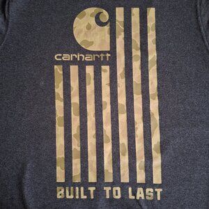 T Shirt Carhartt Camo Flag Built To Last Adult Size L Large Relaxed Fit Made USA